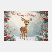 Cute Ree in een Besneeuwd Bos Deurmat