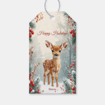 Cute Ree in een Besneeuwd Bos Gift Tag