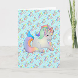 Cute Regen Eenhoorn Aangepaste Bericht Sjabloon Ka