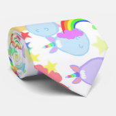 Cute regenbogen en unicorns Stropdas (Opgerold)
