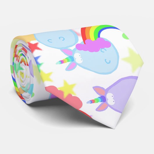 Cute regenbogen en unicorns Stropdas (Opgerold)