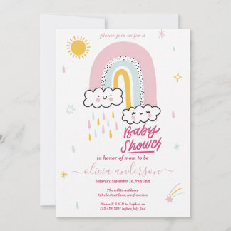 Cute Regenboog Baby Shower Kaart