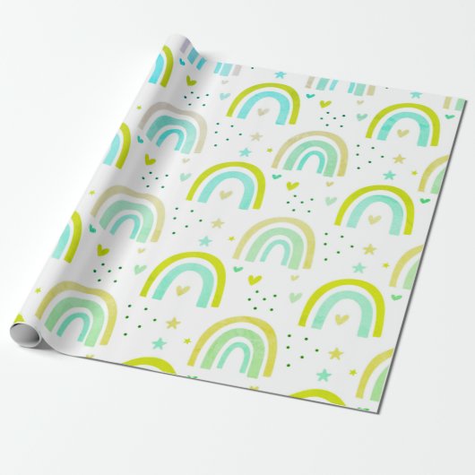 Cute regenboog bedrukt cadeaupapier (Uitgerold)