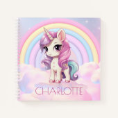 Cute Regenboog Eenhoorn Aangepaste Terug naar Scho Notitieboek (Voorkant)