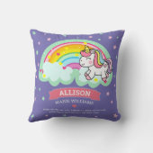 Cute Regenboog Eenhoorn Paarse Geboorte Stats Kussen (Achterkant)
