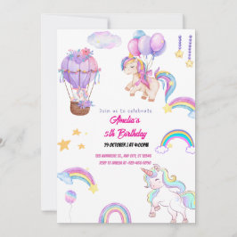 Cute Regenboog Eenhoorn Whimsical Meisjesfeest Ro Kaart