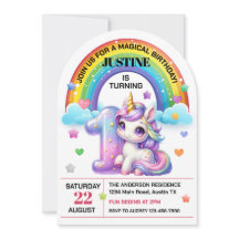 Cute Regenboog en Eenhorn 1e Verjaardagsfeestje