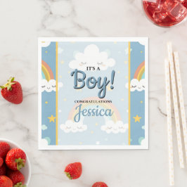 Cute Regenboog en Slaapwolk Baby Shower Servet