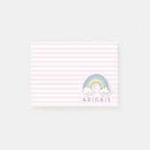 Cute regenboog - Gepersonaliseerde roze gestripte Post-it® Notes (Voorkant)
