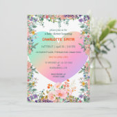 Cute Regenboog Hart verloop flora babyshower Kaart (Staand voorkant)