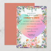 Cute Regenboog Hart verloop flora babyshower Kaart (Voorkant / Achterkant)