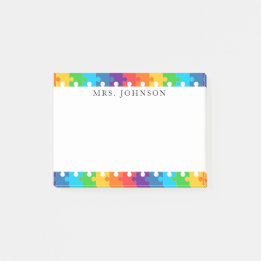 Cute Regenboog Legpuzzelstukken Docenten Naam Post-it® Notes