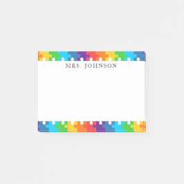 Cute Regenboog Legpuzzelstukken Docenten Naam Post-it® Notes