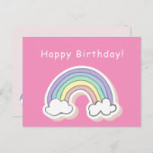 Cute Regenboog - Meisjes Verjaardag Briefkaart (Voorkant / Achterkant)