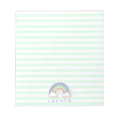 Cute regenboog - Mint Green Striped Kinderen Notitieblok (Voorkant)