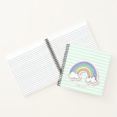 Cute regenboog - Mint Green Striped Kinderen Notitieboek (Binnen)