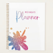 Cute Regenboog Roze Glitter Spatten Planner (Voorkant)