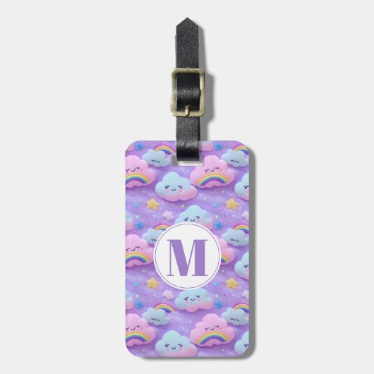 Cute Regenboog Wolken Bagage Label (Voorkant verticaal)