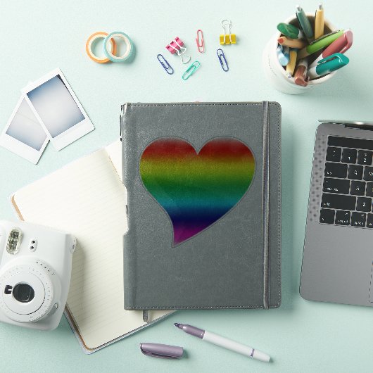 Cute regenbooggradiënt kleuren grote hart homoseks sticker (iPad Cover)