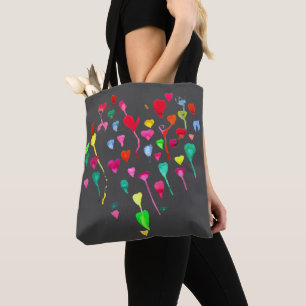 Cute regenboogharten waterverf kleurrijke kunst tote bag