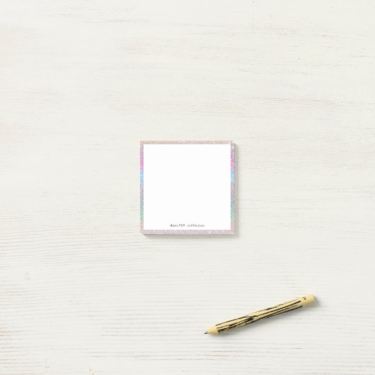 Cute regenboogkleuren glitter custom minimum moder post-it® notes (Op bureau)