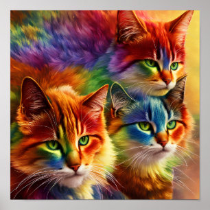 Cute regenboogkleuren Regenboogkop Poster