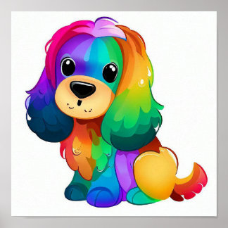 Cute regenboogkleurige hond poster