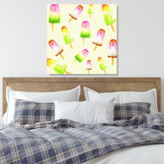 Cute regenboogpopsicles waterverf canvas afdruk (Insitu (Slaapkamer))