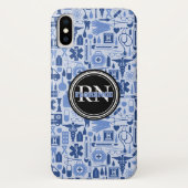 Cute Registered Nurse Medical Pattern Blue Name Case-Mate iPhone Case (Achterkant)