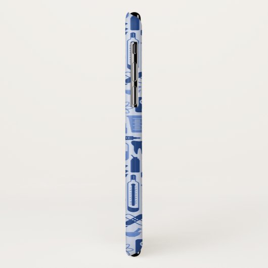 Cute Registered Nurse Medical Pattern Blue Name Case-Mate iPhone Case (Achterkant/links)