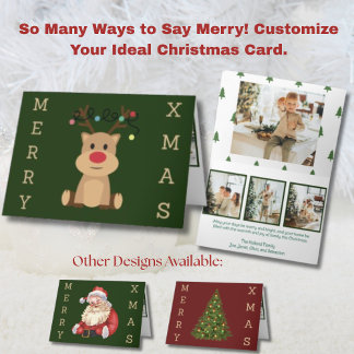 Cute Reindeer 4 Picture Feestdagen Kaart