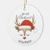 Cute Reindeer Baby eerste kerstfoto Keramisch Ornament (Links)
