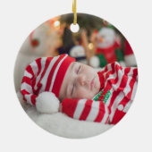 Cute Reindeer Baby eerste kerstfoto Keramisch Ornament (Achterkant)