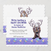 Cute Reindeer Baby shower Kaart (Voorkant / Achterkant)