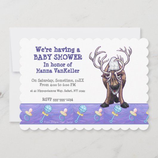 Cute Reindeer Baby shower Kaart (Voorkant)
