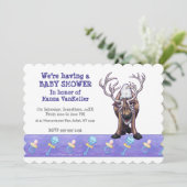 Cute Reindeer Baby shower Kaart (Staand voorkant)