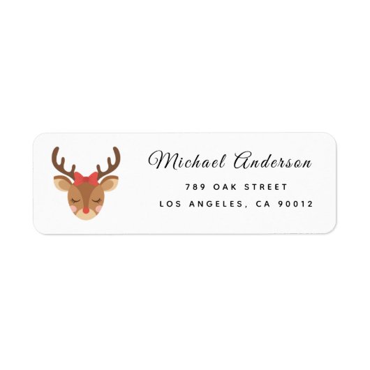  Cute Reindeer Baby Shower Return Address Label (Voorkant)