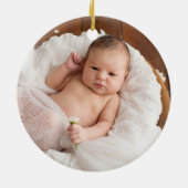 Cute Reindeer Babys eerste kerstfoto Keramisch Ornament (Achterkant)