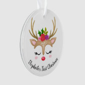 Cute Reindeer Babys eerste kerstfoto Ornament (voorkant)