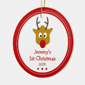 Cute Reindeer Baby's First Kerstfoto Keramisch Ornament (Links)
