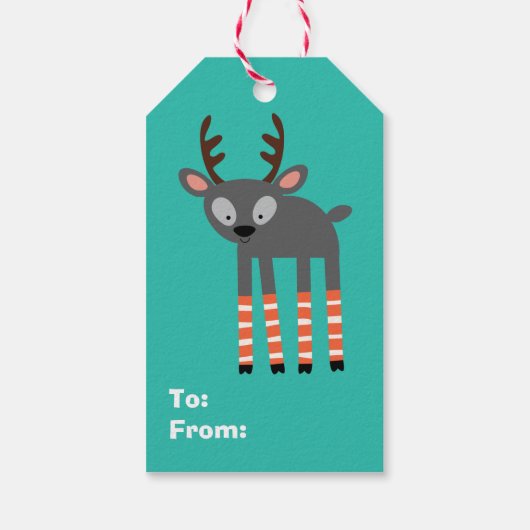 Cute Reindeer Believe Kerstmis Cadeaulabel (Achterkant)