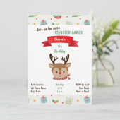 Cute Reindeer Birthday Invitation Kaart (Staand voorkant)