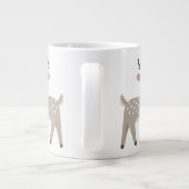 Cute Reindeer & Bow Drawing Christmas Name Grote Koffiekop (Achterkant)
