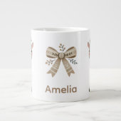 Cute Reindeer & Bow Drawing Christmas Name Grote Koffiekop (Voorkant)