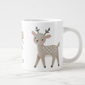 Cute Reindeer & Bow Drawing Christmas Name Grote Koffiekop (Rechts)