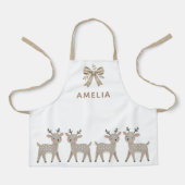 Cute Reindeer & Bow Drawing Christmas Name Schort (Voorkant)