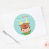 Cute Reindeer Boy Kerstdecor Stickers (Envelop)