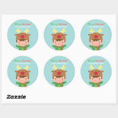 Cute Reindeer Boy Kerstdecor Stickers (Vel)