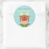 Cute Reindeer Boy Kerstdecor Stickers (Tas)
