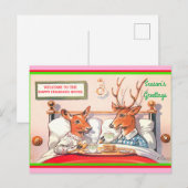 Cute Reindeer Breakfast in Bed 1910 copy Briefkaart (Voorkant / Achterkant)